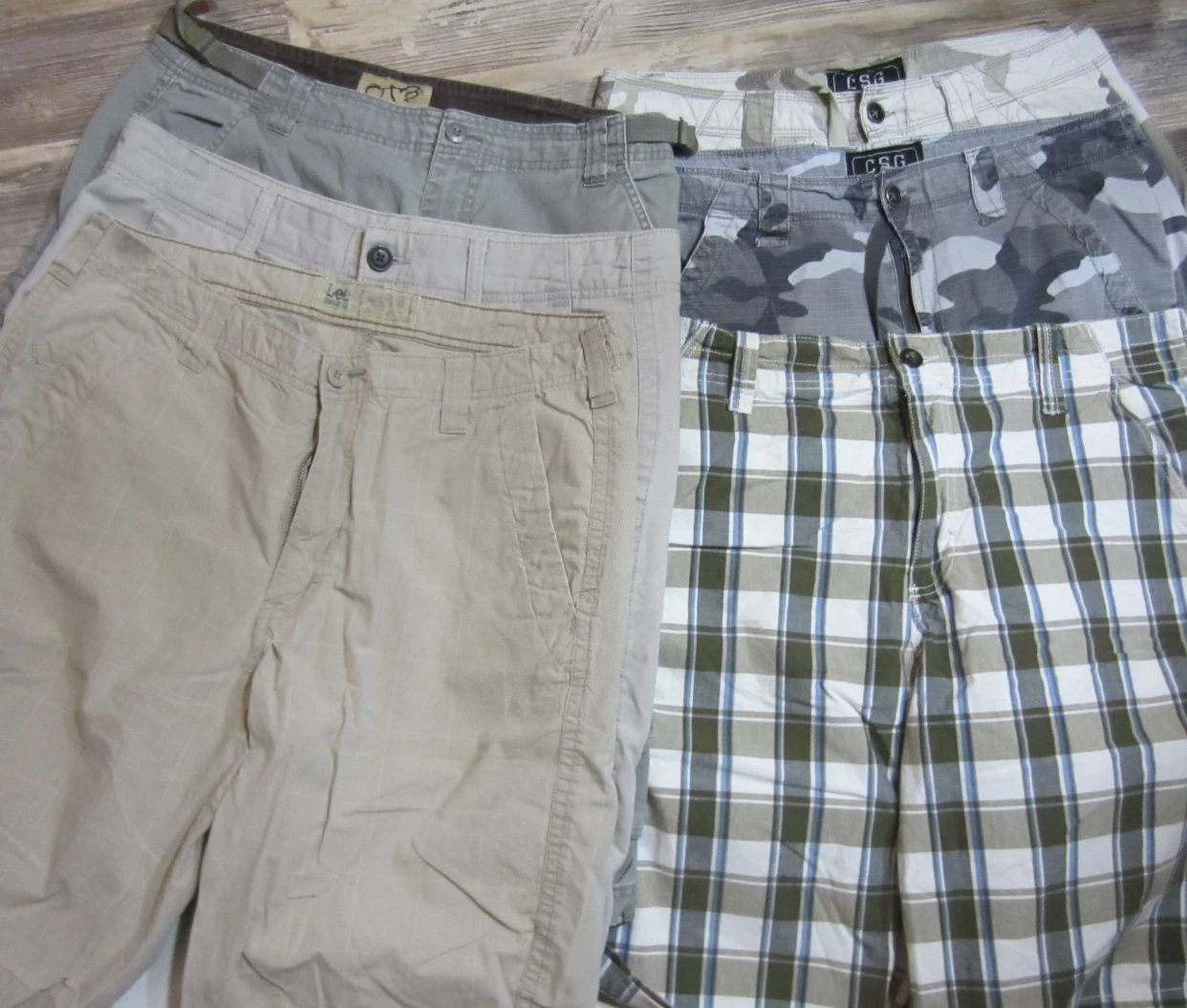 MENS SHORT LOT LOT OF 6 FIT 34 WAIST 3 CARGO 3 REG CLASSIC FIT