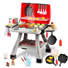 Kids BBQ Grill Playset with Simulated Smoke  Sound  Light, Play Kitchen Set...