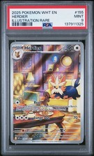 2025 POKEMON WHT EN-WHITE FLARE ILLUSTRATION RARE #155 HERDIER PSA 9 on eBay
