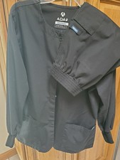 Adar Universal Wmn Scrub Set Warm-Up Scrub Jacket Elastic Pull-On Pants L Black