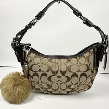 Coach Vintage Y2K Signature Brown Canvas Leather Trim Hobo Shoulder Bag