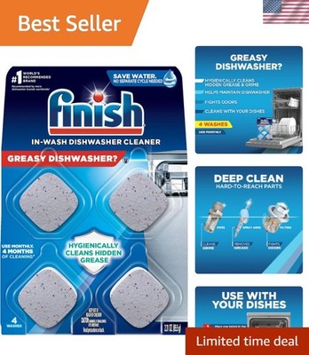 Natural Dishwasher Cleaner Tablets - Easy Use, No Extra Wash Cycle - 4 Count