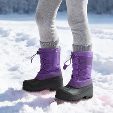 Youth Kids Boys Girls Winter Snow Boots Zip Outdoor Skiing Waterproof Ski Boots