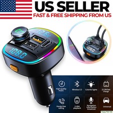 Bluetooth FM Transmitter Car Adapter Hands Free Radio USB Charger AUX Audio