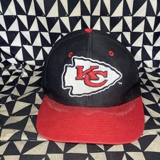 Vintage Kansas City Chiefs Snapback Hat Red Black Logo 7 NFL Cap