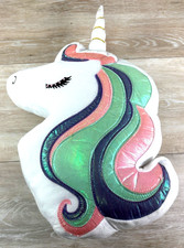 UNICORN Plush Pillow 12" x 18" with Plush and Pastel Metallic Cloth Accents