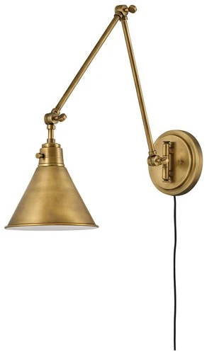 Hinkley Arti 18 1/4" Heritage Brass Adjustable ArmPlug-In Wall Lamp - Picture 1 of 10