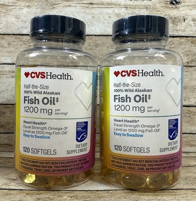 2PK CVS Health 100% Wild Alaskan Fish Oil 1200mg Softgels 120ct ea Exp 3/27 5/27