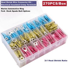 270Pcs Heat Shrink Wire Connectors Automotive Marine Terminals Waterproof Set US