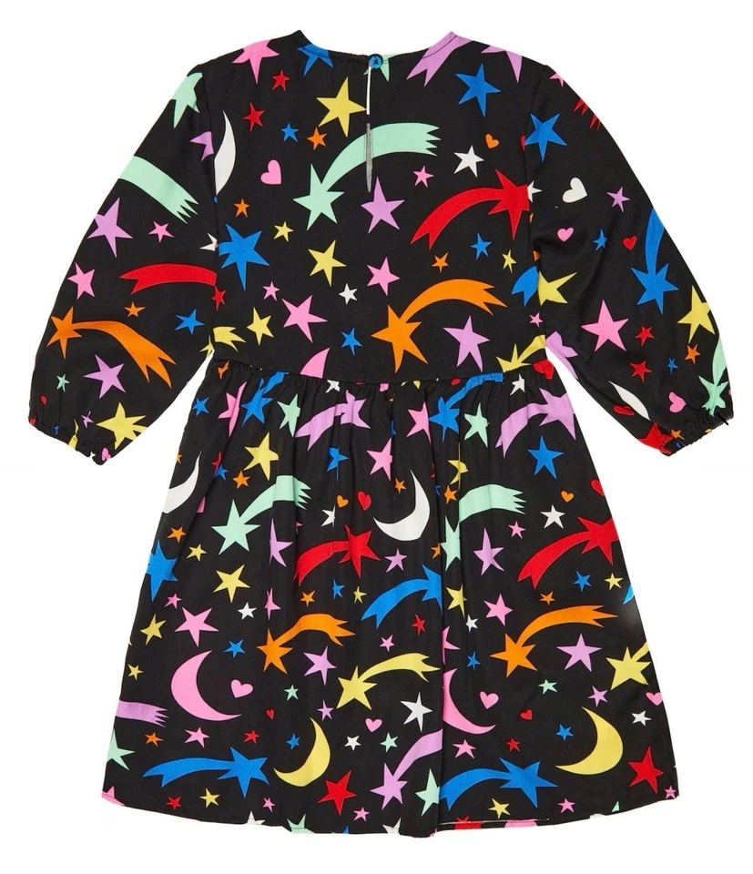 STELLA McCARTNEY Girl's Black Multicolor Shooting Stars Peplum Dress Size 14 - Image 2 of 4