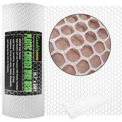 15.7in x 33ft White ABS Chicken Wire Mesh  Hexagonal Poultry Fence