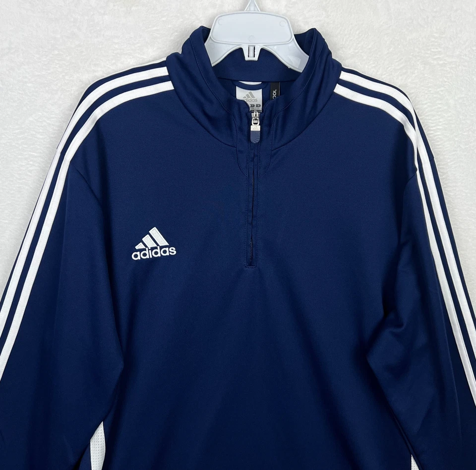 Adidas Tiro 1/4 Zip Training Top Shirt Mens 2XL Blue Pullover Climacool Soccer - Image 2 of 4