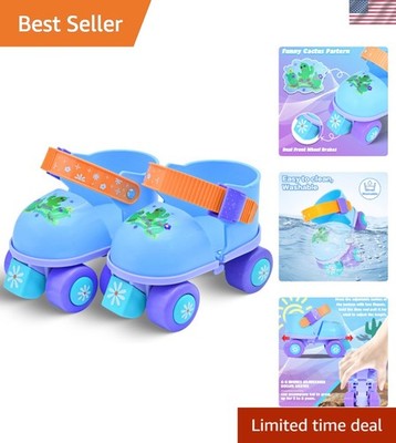 Fun and Safe Toddler Roller Skates - Double Brake, Adjustable Size 3-5
