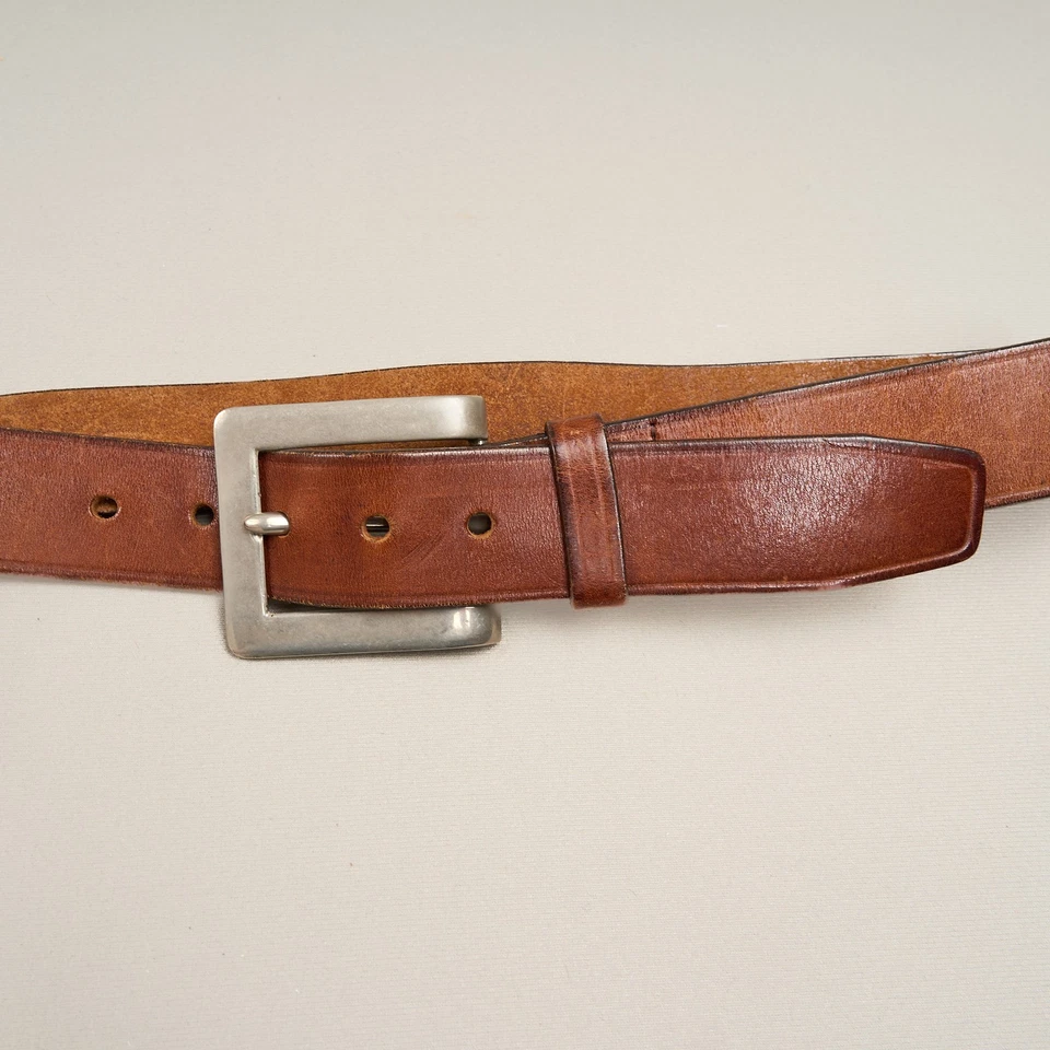 Cinturón de cuero Gap para mujer 30 marrón ancho plateado hebilla 1,5" Foto 2 de 4