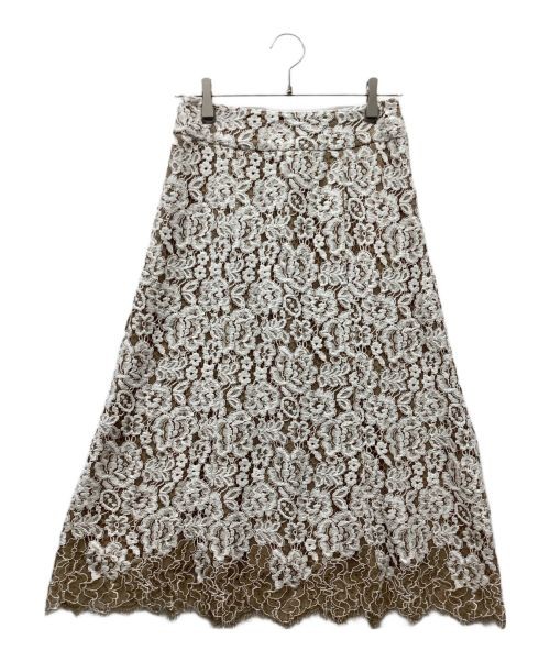 IENA Lace Hem Flare Skirt 36 White Brown Women's Fashion