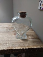Glass Heart Shaped Bottle With Cork 4x3 "