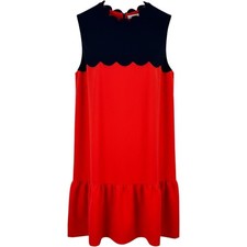 Victoria Beckham for Target Orange Black Scallop Drop Waist Mod Shift Dress