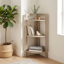Corner Shelf Unit 3 Tier Space Saving Storage Display Stand Wooden Modern
