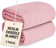 Muslin Swaddle Blankets Set of 2 Dusky Pink 40x40 Soft Breathable Baby