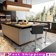 Adjustable Swivel Bar Stools PU Leather Ergonomic Back Support Set of 2 New