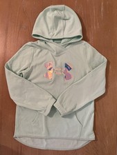 Under Armour Hoodie Girls Youth Large Green Logo Pullover Sweatshirt Fleece