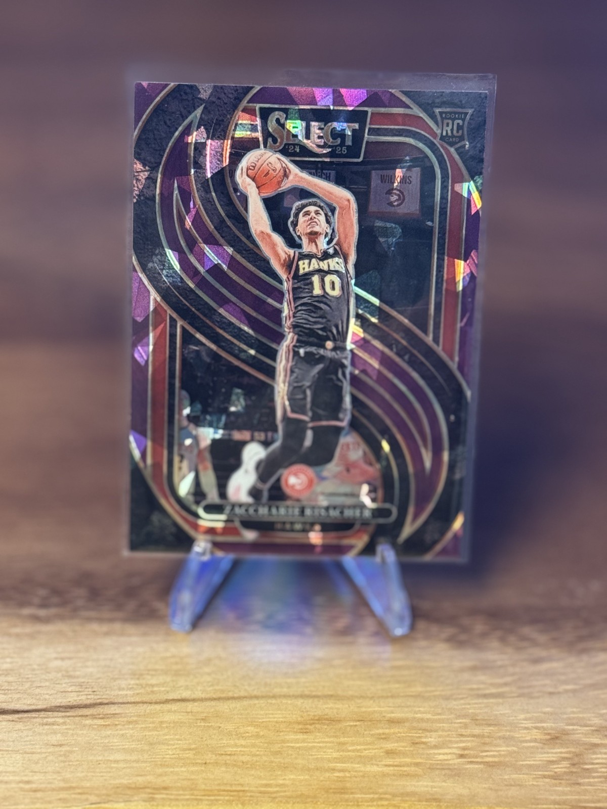 2024-25 Panini Select Premier Level Zaccharie Risacher #180 Purple Prizm /99