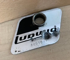 LUDWIG Black & White BADGE Snare Tom Bass Drum Emblem Logo Plate Part 80s 90 Vtg