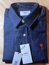Size 43 Ami Alexandre Mattiussi  Denim Overshirt SHIRT BUTTON  FRONT L/S NEW