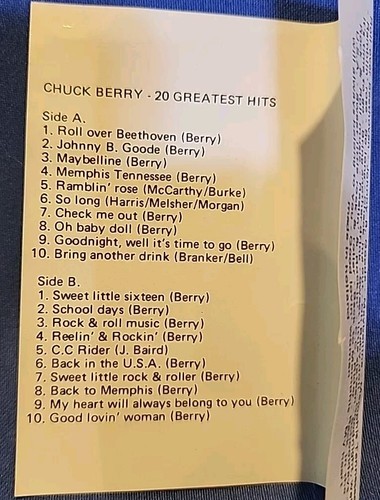 CHUCK BERRY – "20 GREATEST HITS"- Cassette - Classic Rock- BT555017 C - TESTED - Picture 6 of 6