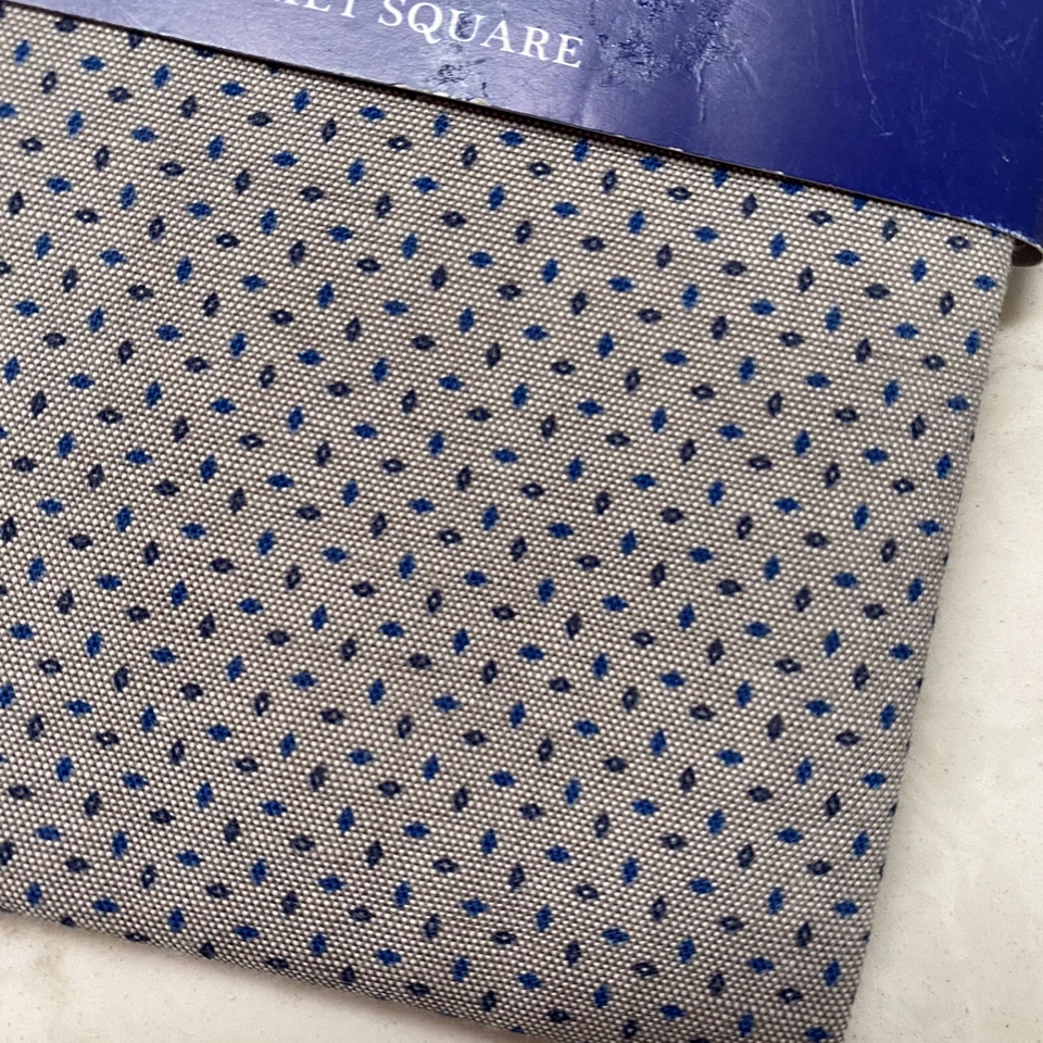 EGARA Pre Folded Pocket Square Gray Blue Flecks Cotton Blend Handkerchief Hanky - Image 2 of 4