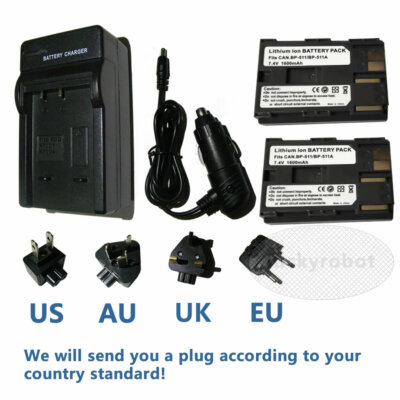2PACKS BP-511A Battery + Charger for Canon 20D 30D 300D 40D 50D 5D BP-512 BP-511