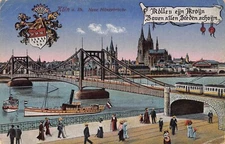 A690 Germany Koeln a Rh Cologne Haengebruecke Bridge Steamboat Tram postcard
