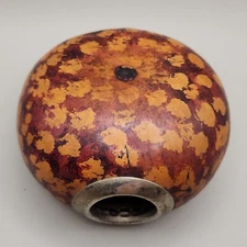 Vintage Hand Carved Gourd Yerba Mate Traditional Vessel Cup Silver Tone Rim READ