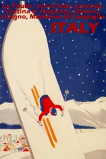 Italy Mountains Skiing Snowboarding Ski Sport Fun Vintage Poster Repro FREE S/H