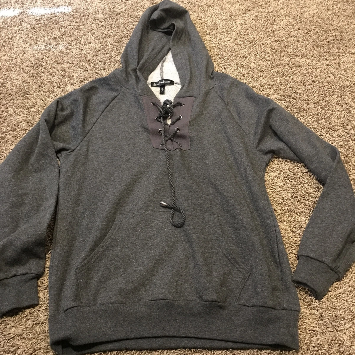 derek heart hoodie womens M gray cotton blend EUC a32