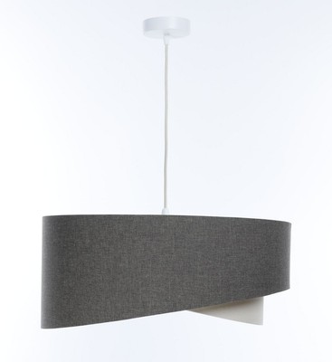 Pendelleuchte Hängeleuchte Stoff Grau Creme E27 rund D: 50 cm Modern verstellbar