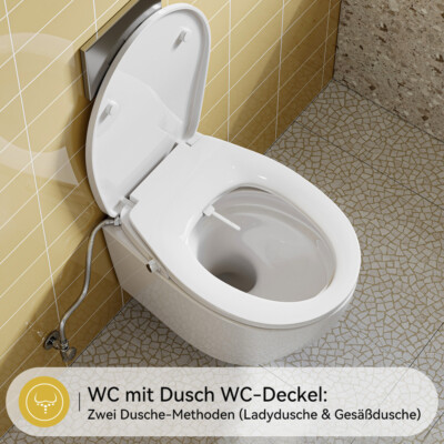 Hänge WC Taharet + Armatur Softclose Sitz Dusch-WC /Wand Toilette Bidet-Funktion