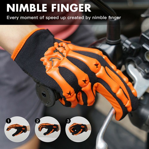 Motorcycle Gloves Full Finger Skeleton Gloves Motocross Racing Riding Gloves US - Picture 18 of 22