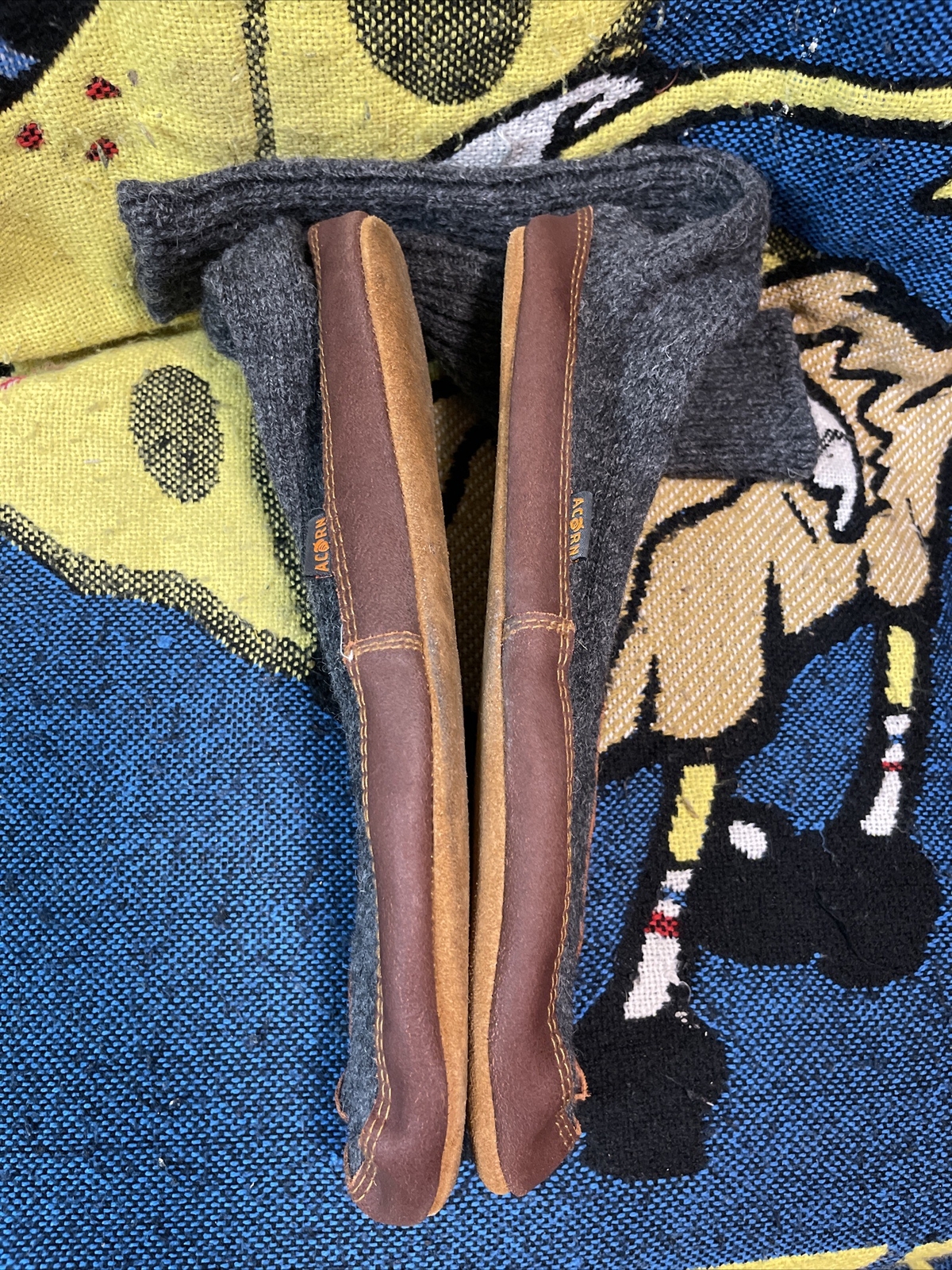 SAOLA Ghianda Ciabatta Calzino Rag Maglione Suola Pelle Casa Scarpe Uomo 12 13 Grigio Scuro