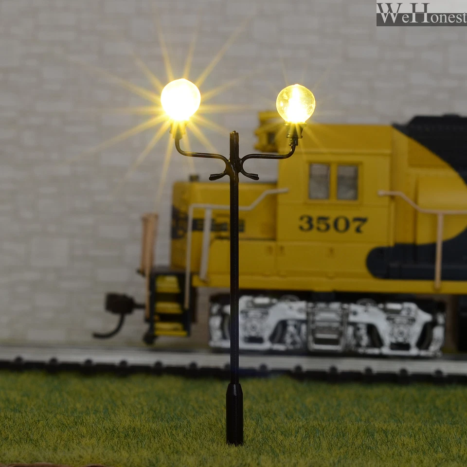 5 x Model Railway Train Lamp Post Street Lights HO OO Scale LEDs +Resistor #QF01 - Image 2 of 2