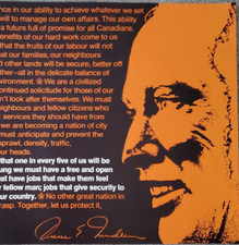 POSTER Canadian Prime Minister Pierre Elliott Trudeau Canada History Quote Vtg