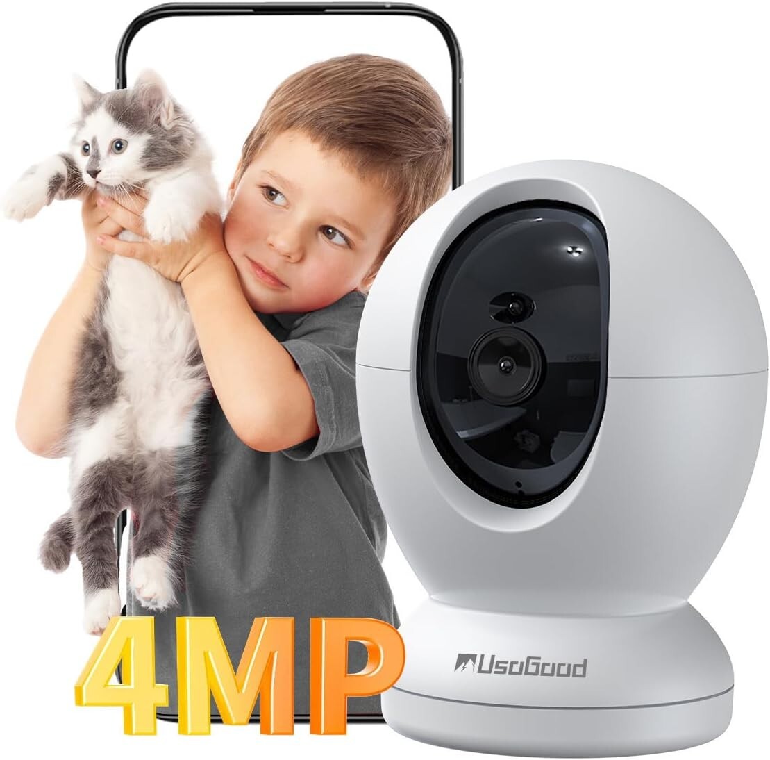 Usogood 4MP/2K Indoor Pet Camera with 5GHz/2.4GHz WiFi for Home Security-image