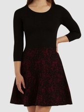 BCX Women's Juniors' Black Red Lace Pattern Mini Pullover Sweater Dress Size S