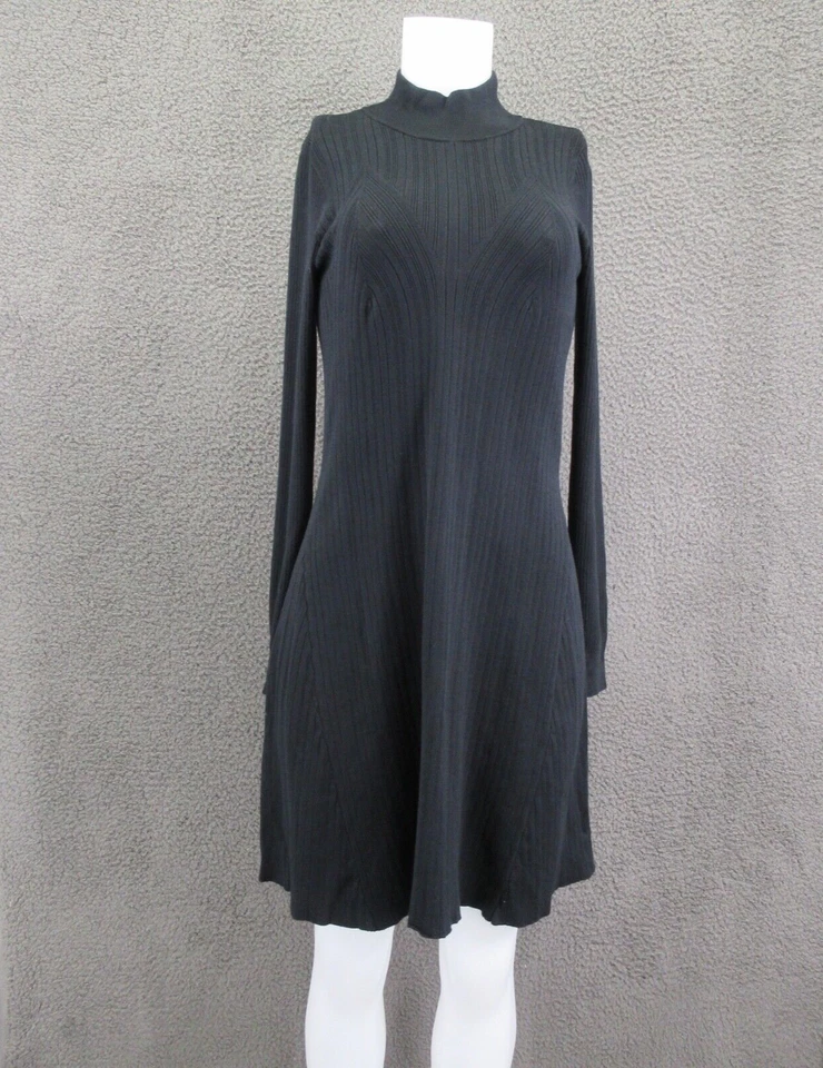Vero Moda High Neck Ribbed Sweater Dress Women’s XL Black Long Sleeve #4603 - Image 2 of 4