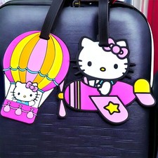 Conjunto de etiquetas para bolsa de equipaje Hello Kitty Sanrio bolsa dijes avión de viaje globo aerostático