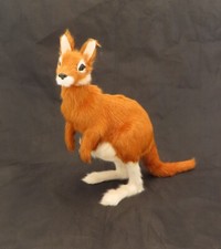 Kangaroo and Joey Figure Sculpture Toy Real Fur Australia Keepsake 9.5" High