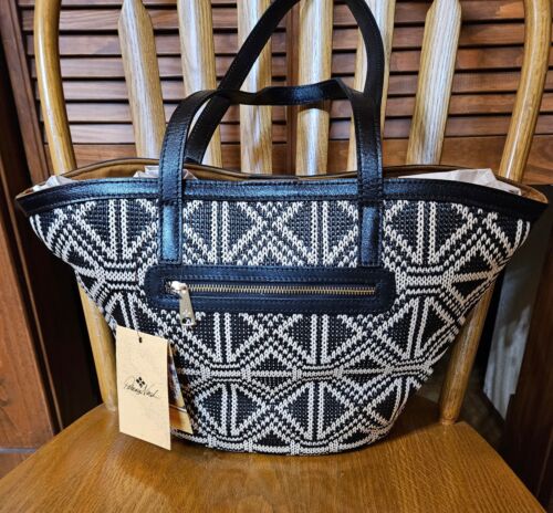 Patricia Nash Woven Marconia Tote Shoulder Bag, Natural/Black P768519 - Picture 2 of 7