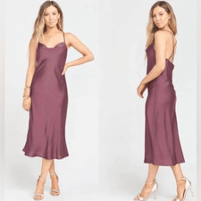 NWT Show Me Your MuMu Verona Cowl Neck Satin Midi Dress - Purple Small