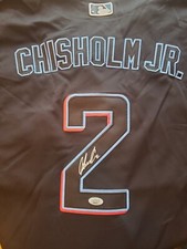 JAZZ CHISHOLM JR MARLINS AUTOGRAPHED BLACK STITCHED JERSEY JSA 2022 ASG