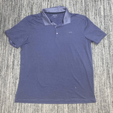 Calvin Klein Mens XL Performance Pullover Polo Shirt Blue Stripe Short Sleeves
